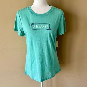 NWT New Aeropostale Classic Crew XL Aero 87 Green White Shirt Top Tee